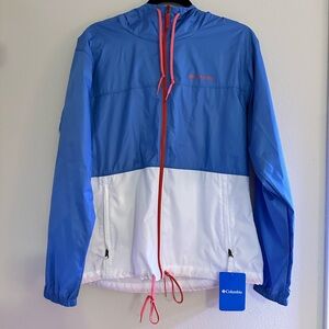 Columbia Women’s Blue and White Hooded Windbreaker